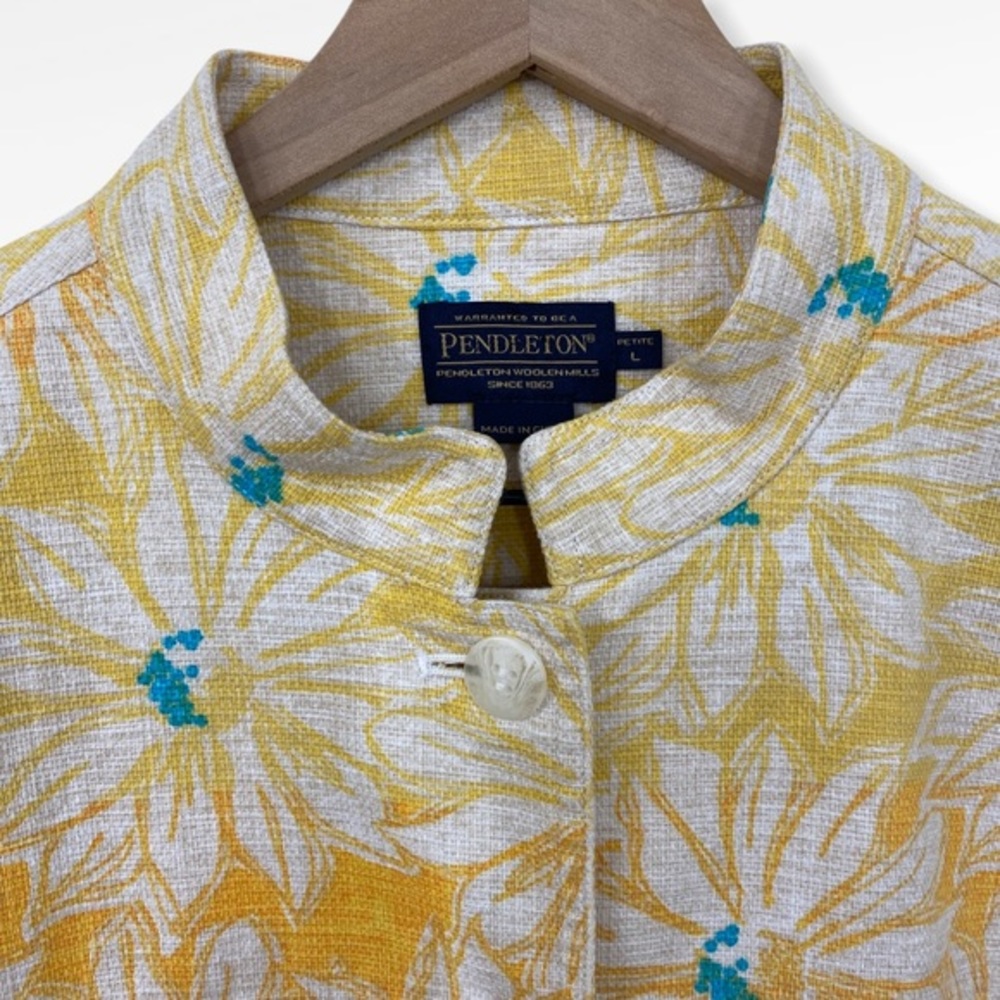 Pendleton Boho Yellow Floral Cotton Jacket Petite… - image 3